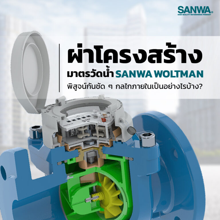 มาตรวัดน้ำ SANWA ระบบใบพัด WOLTMAN inside water meter ผ่าโครงสร้าง มิเตอร์น้ำ